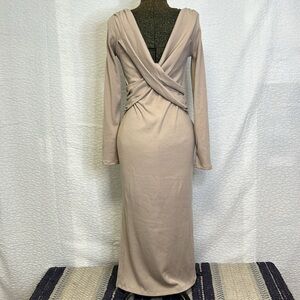 ASTR THE LABEL CREAM/TAN CRISS CROSS MIDI DRESS SIZE LARGE
